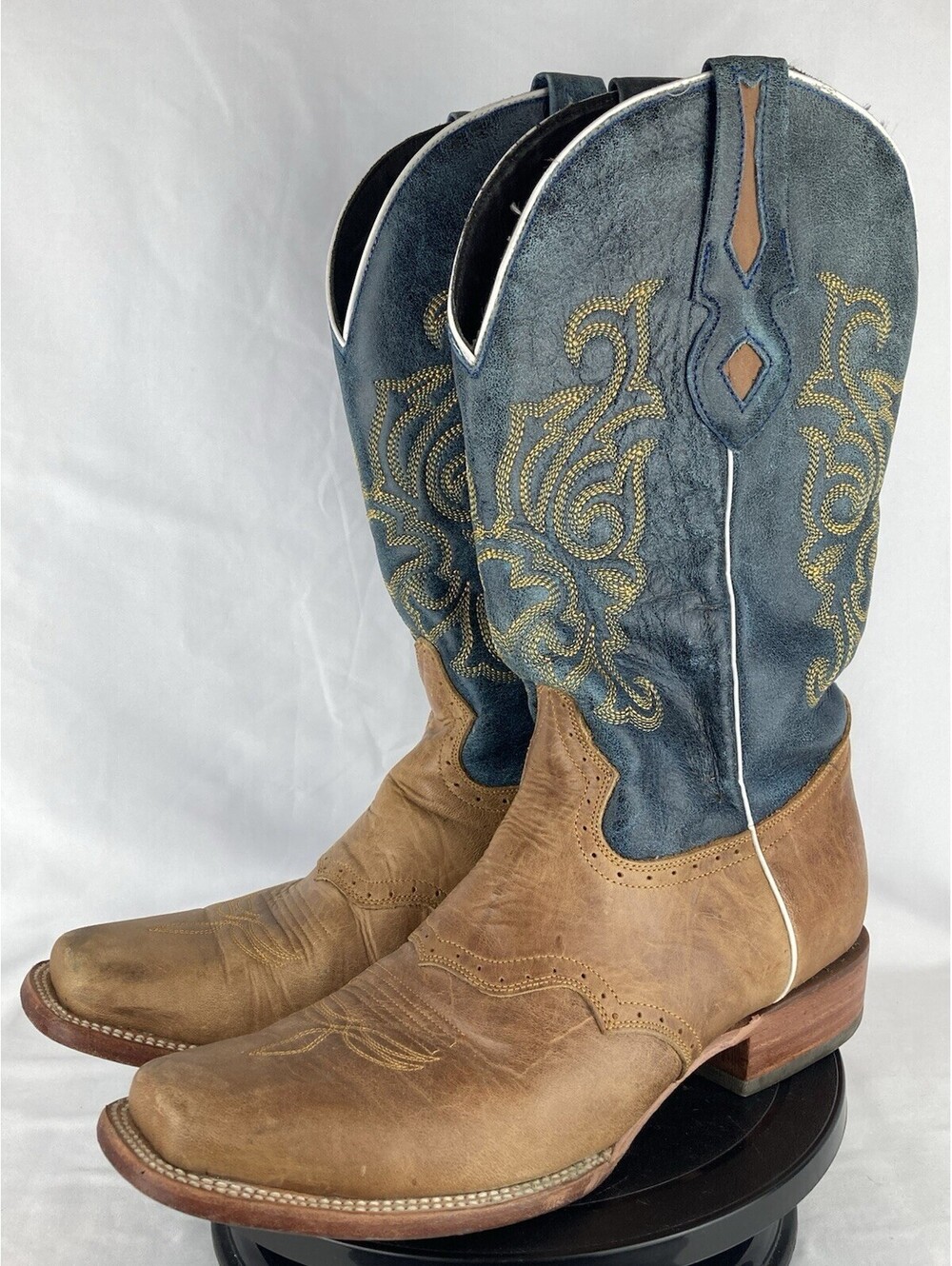Men’s 11 D JB Dillon Reserve Boots Brown Blue Leather Square Toe Western JBR2004